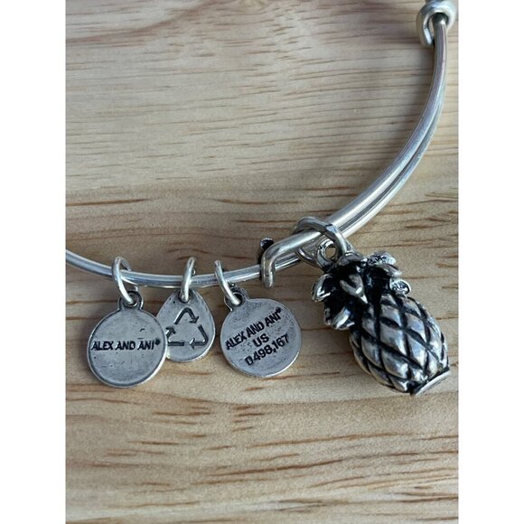 Alex And Ani Silver Pineapple Expandable Bangle Bracelet With Energy Technology - Picture 5 of 6